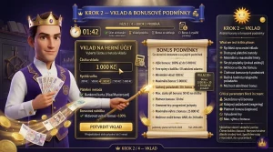 Krok 2 – vklad korun a otestování bonusových podmínek